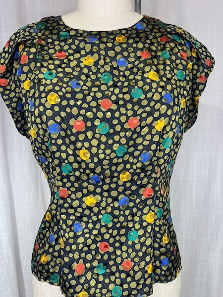 la boudoir miami vintage 80s black polka dot fitted blouse (2)