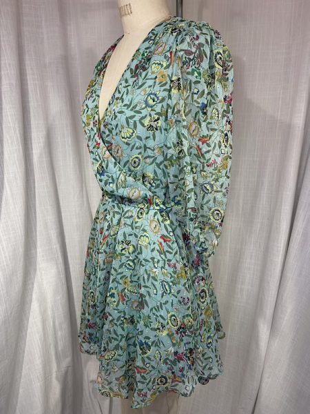 la boudoir miami vintage inspired 70s green floral print peasant dress (2)