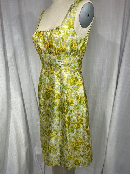 la boudoir miami vintage inpired 60s lime green rose print a-line dress (2)