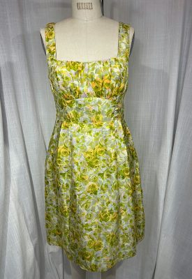 la boudoir miami vintage inpired 60s lime green rose print a-line dress (2)