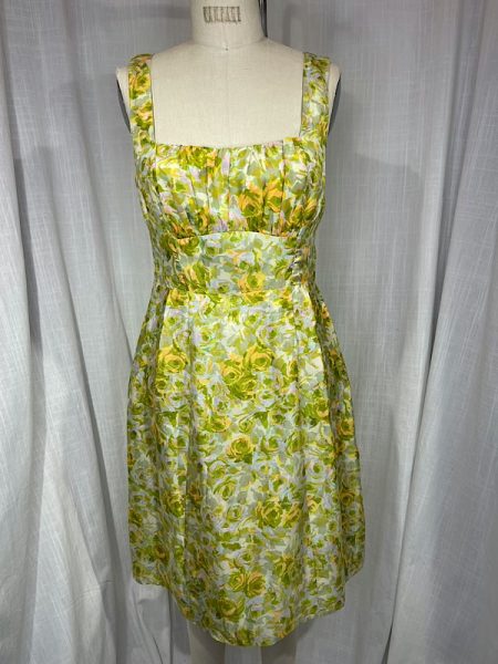 la boudoir miami vintage inpired 60s lime green rose print a-line dress (2)