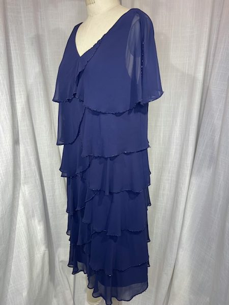 la boudoir miami vintage 90s navy chiffon layered beaded cocktail dress (2)