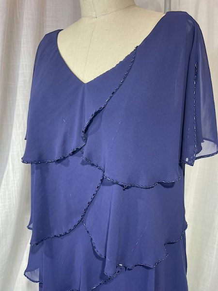 la boudoir miami vintage 90s navy chiffon layered beaded cocktail dress (2)