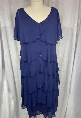 la boudoir miami vintage 90s navy chiffon layered beaded cocktail dress (2)