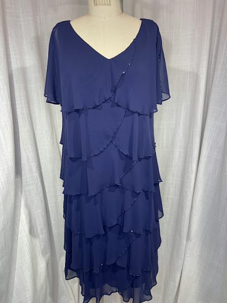 la boudoir miami vintage 90s navy chiffon layered beaded cocktail dress (2)
