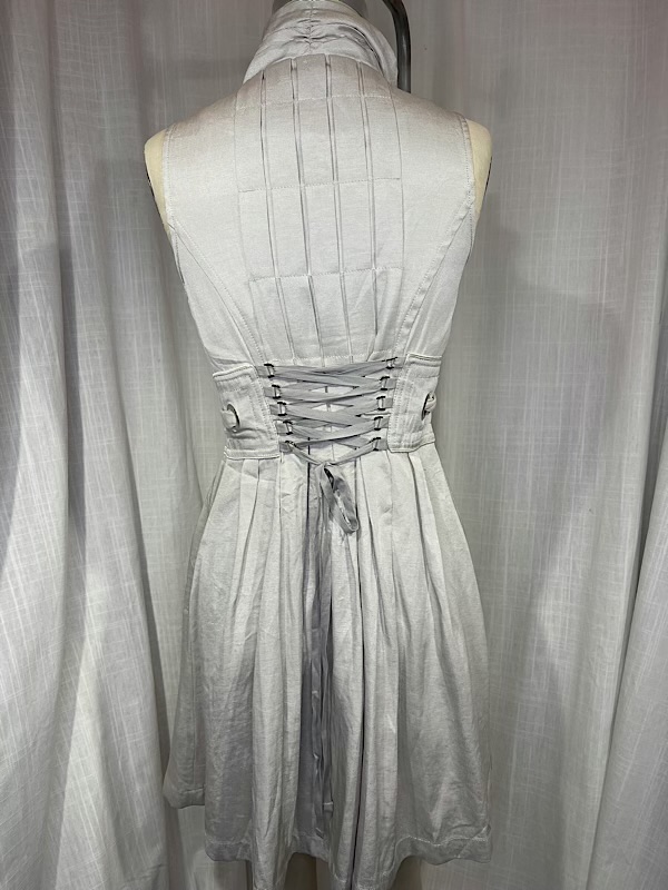 la boudoir miami vintage y2k beige pleated and corseted a-line dress (2)