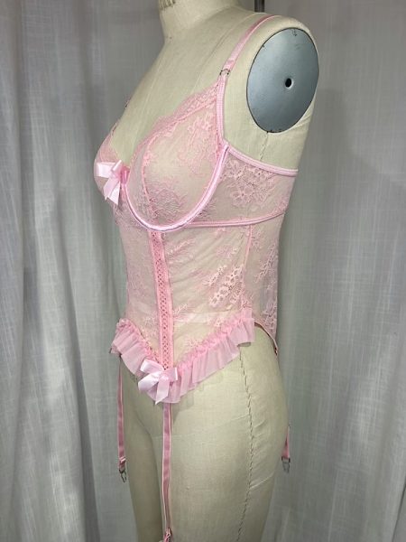 la boudoir miami vintage y2k pink lace bustier with garters (1)