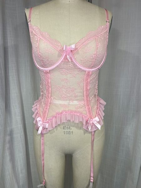 la boudoir miami vintage y2k pink lace bustier with garters (1)