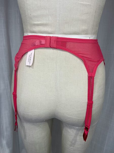 la boudoir miami vintage y2k pink net and flower embroidered garter belt (1)