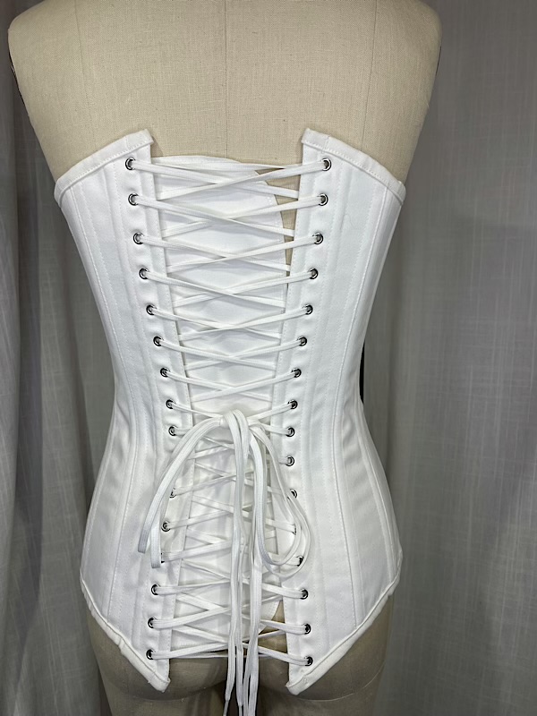 la boudoir miami vintage inspired white denim overbust corset (1)