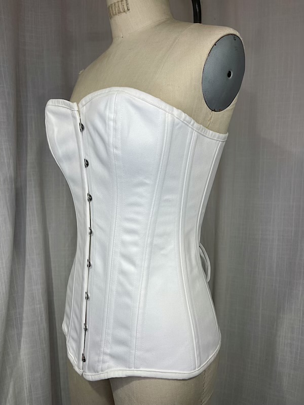 la boudoir miami vintage inspired white denim overbust corset (1)