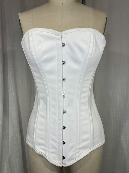 la boudoir miami vintage inspired white denim overbust corset (1)