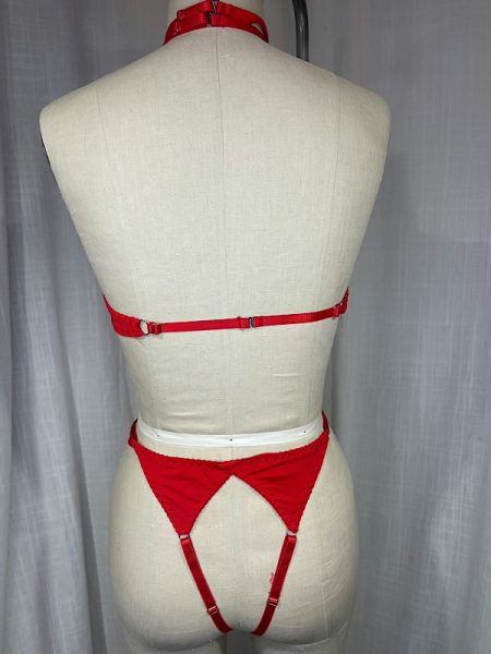 la boudoir miami vintage inspired red harness bra and panty set (1)