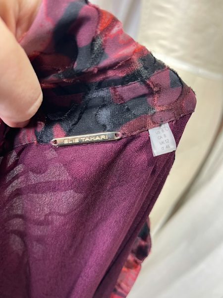 la boudoir miami vintage inspired 70s burgundy print elie tahari maxi dress (1)