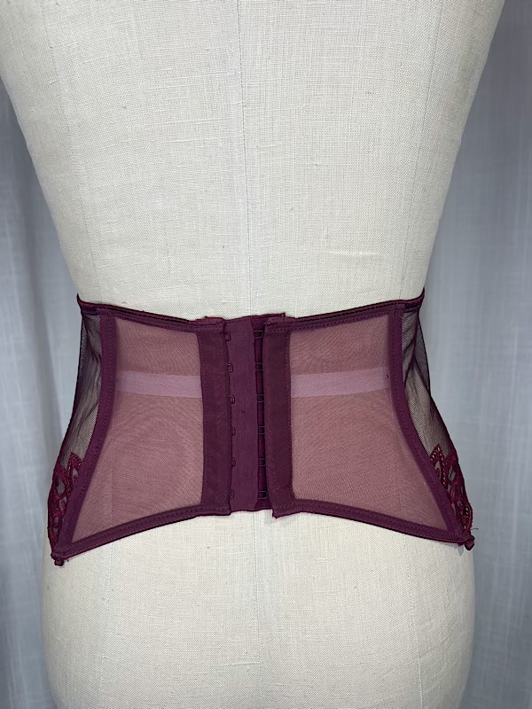 la boudoir miami vintage y2k very sexy victorias secret burgundy net and lace garter belt (1)