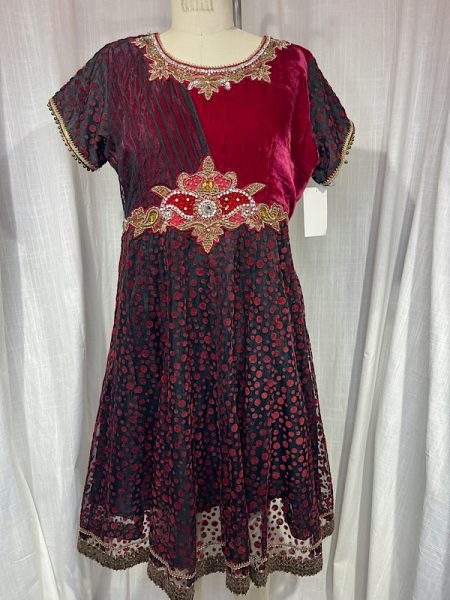 la boudoir miami vintage inspired burgundy beaded indian tunic dress (1)
