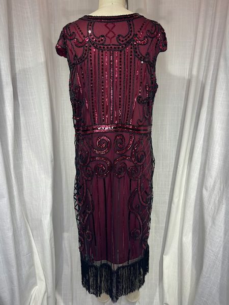 la boudoir miami vintage inspired 20s burgundy and black beaded fringe dress (1)