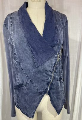 la boudoir miami vintage 90s blue brushed denim asymetrical jacket (1)