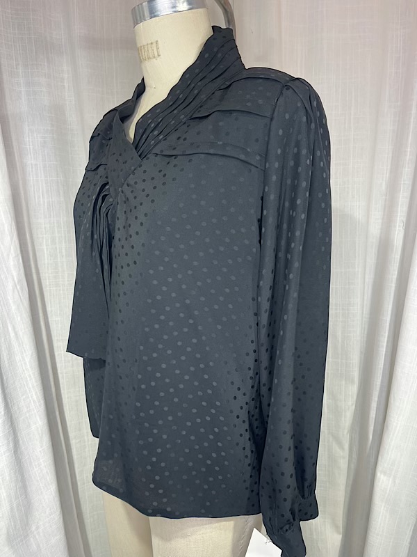 la boudoir miami vintage 80s black polka dot blouse with ascot (1)