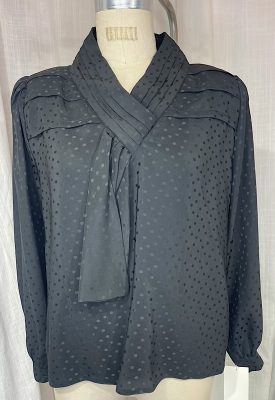 la boudoir miami vintage 80s black polka dot blouse with ascot (1)
