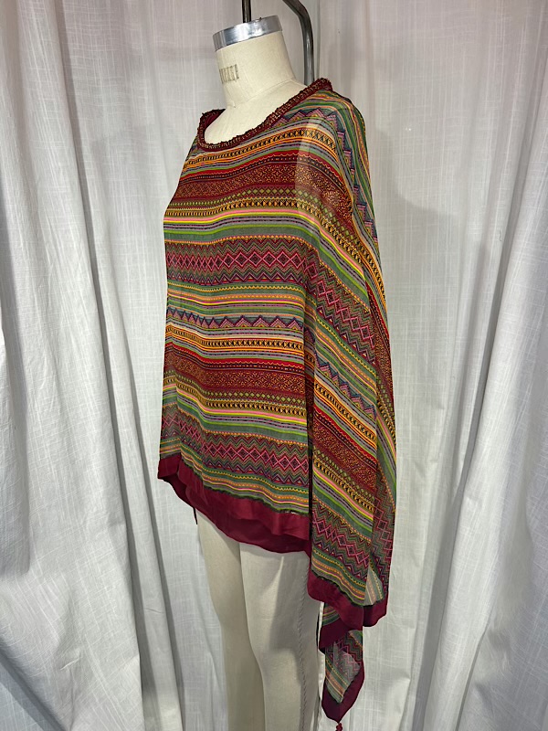 la boudoir miami vintage y2k burgundy and orange hankerchief blouse (1)