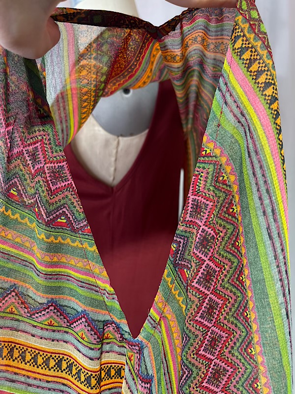 la boudoir miami vintage y2k burgundy and orange hankerchief blouse (1)