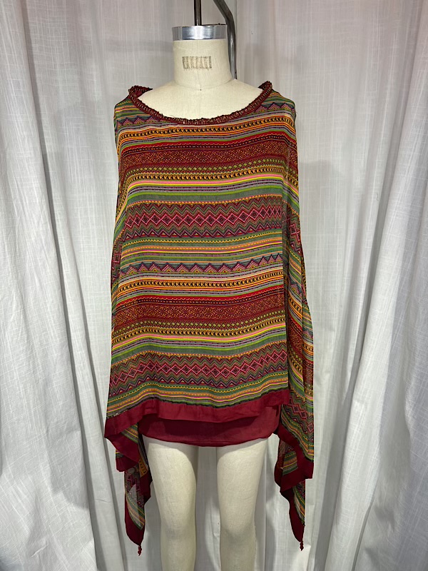 la boudoir miami vintage y2k burgundy and orange hankerchief blouse (1)