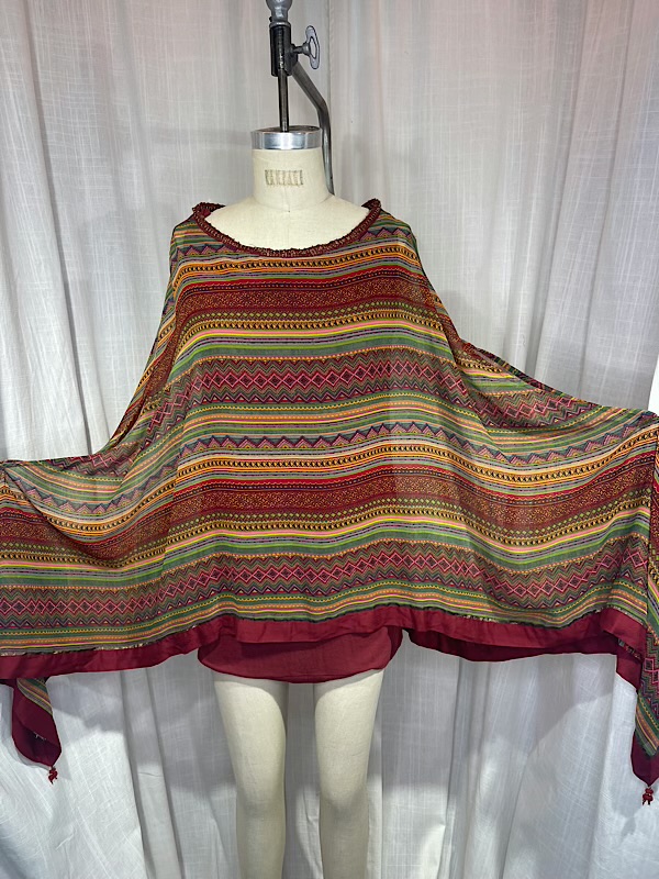 la boudoir miami vintage y2k burgundy and orange hankerchief blouse (1)