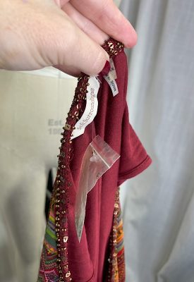 la boudoir miami vintage y2k burgundy and orange hankerchief blouse (1)