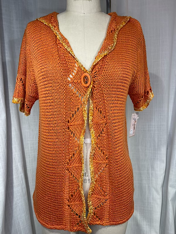 la boudoir miami vintage 90s orange crochet blouse (1)