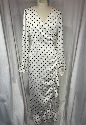 la boudoir miami vintage y2k white and black polka dot wrap dress (1)