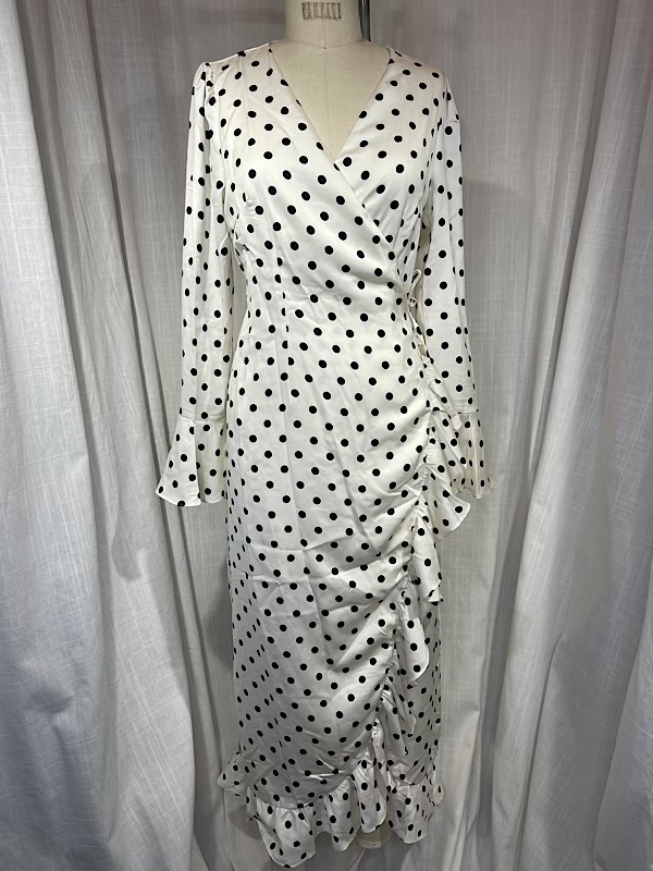 la boudoir miami vintage y2k white and black polka dot wrap dress (1)