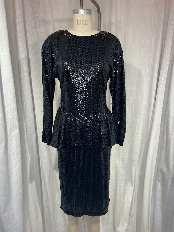 la boudoir miami vintage 80s black sequin wiggle dress with peplum (1)