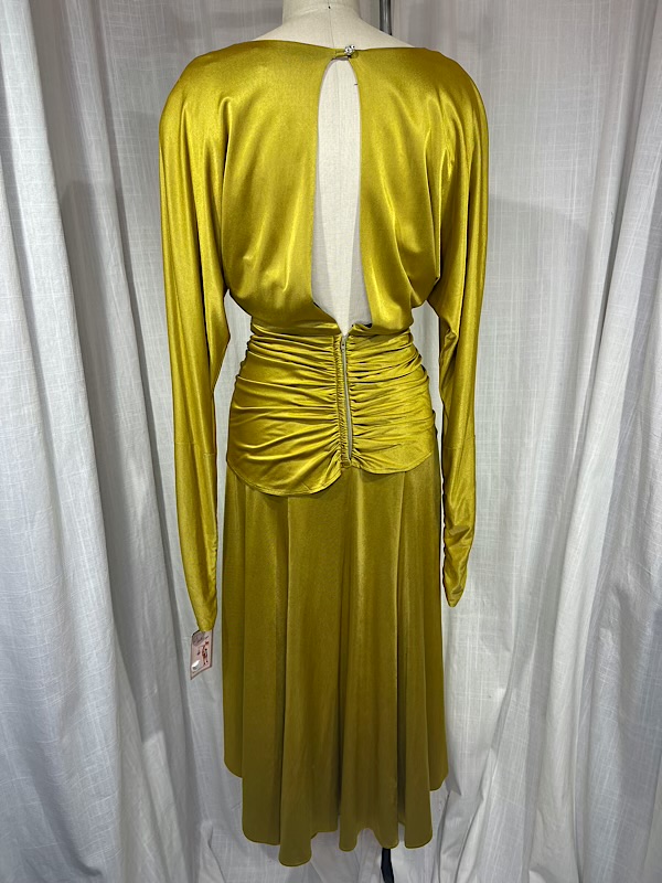 la boudoir miami vintage 80s gold draped cocktail dress with key hole design (4)