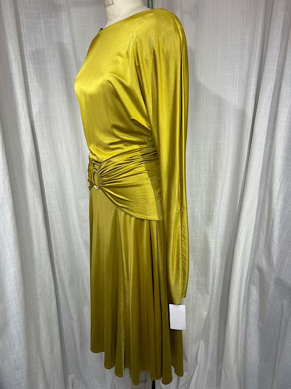 la boudoir miami vintage 80s gold draped cocktail dress with key hole design (4)