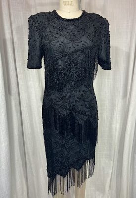 la boudoir miami vintage 80s scala black beaded and fringe aysmmetrical dress (2)