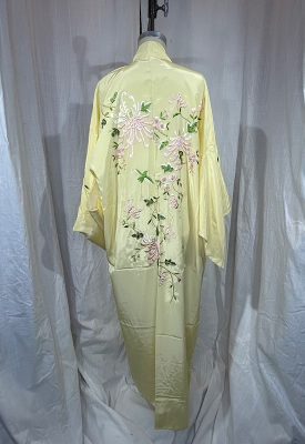 la boudoir miami vintage 50s yellow flower embroidered kimono robe (4)