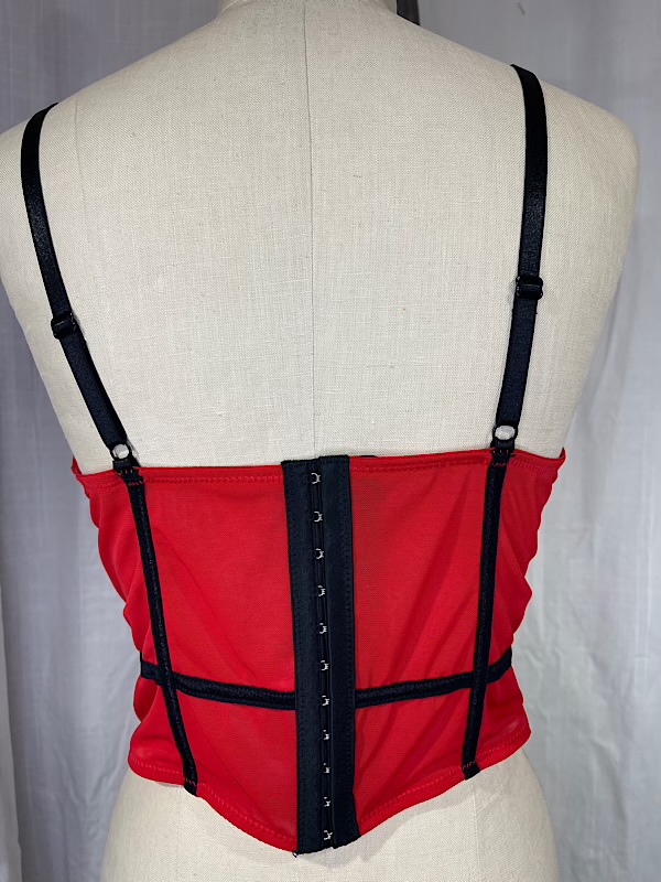 la boudoir miami vintage inspired red and black color block bustier (4)