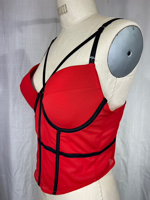 la boudoir miami vintage inspired red and black color block bustier (4)
