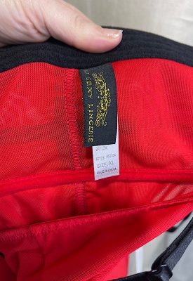 la boudoir miami vintage inspired red and black color block bustier (4)