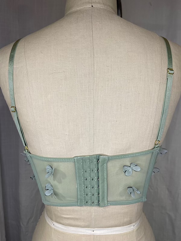 la boudoir miami vintage inspired green sheer butterfly short bustier (2)