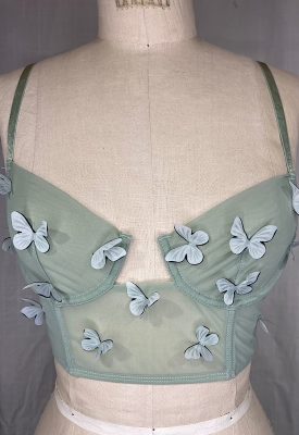 la boudoir miami vintage inspired green sheer butterfly short bustier (2)