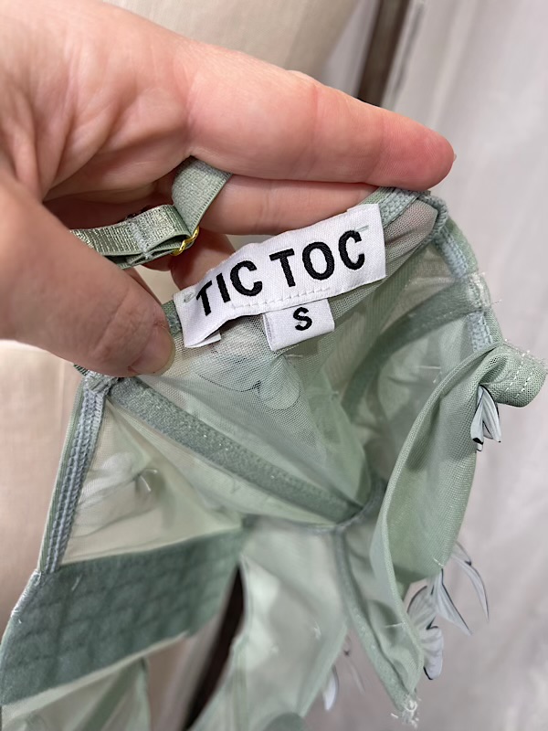 la boudoir miami vintage inspired green sheer butterfly short bustier (2)