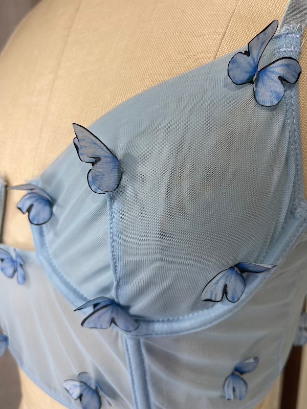 la boudoir miami vintage inspired blue sheer butterfly short bustier (2)