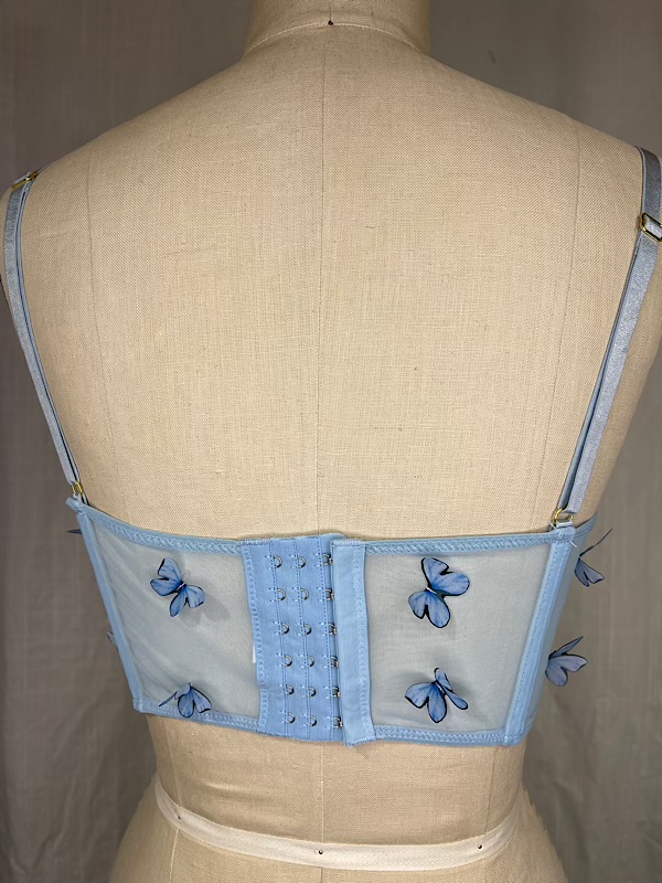 la boudoir miami vintage inspired blue sheer butterfly short bustier (2)