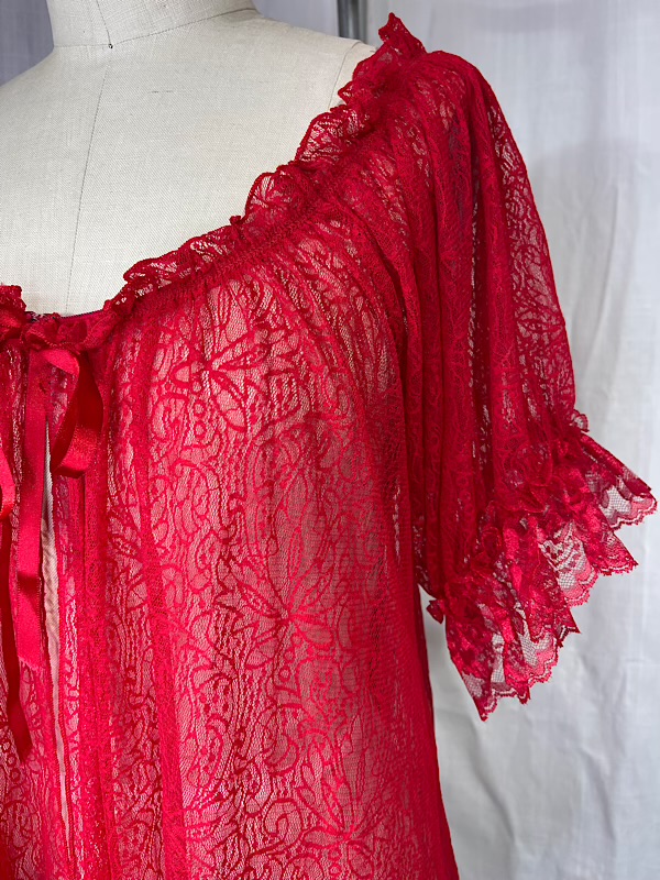 la boudoir miami vintage y2k red lace stretch short nightgown (3)