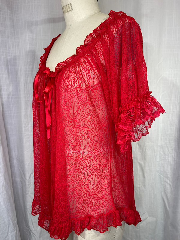la boudoir miami vintage y2k red lace stretch short nightgown (3)