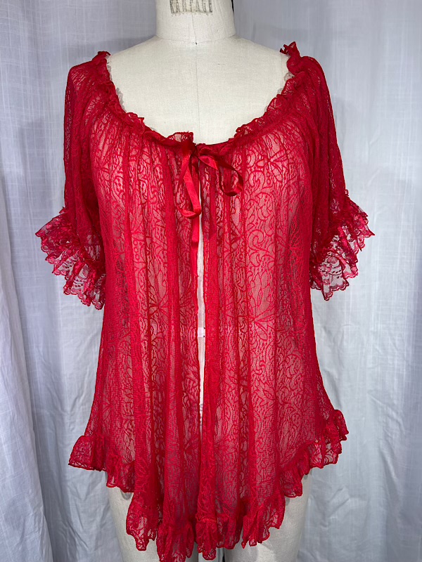 la boudoir miami vintage y2k red lace stretch short nightgown (3)