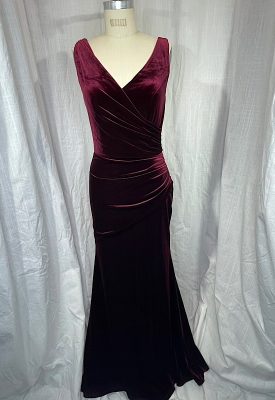 la boudoir miami burgundy velvet gathered mermaid evening gown NWT (2)
