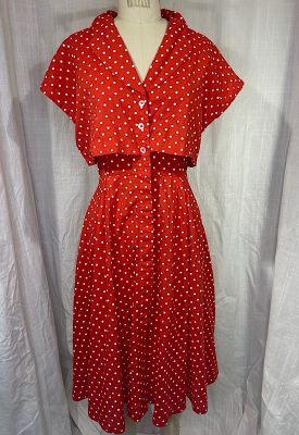la boudoir miami vintage y2k red and white polka dot shirtwaist dress (4)